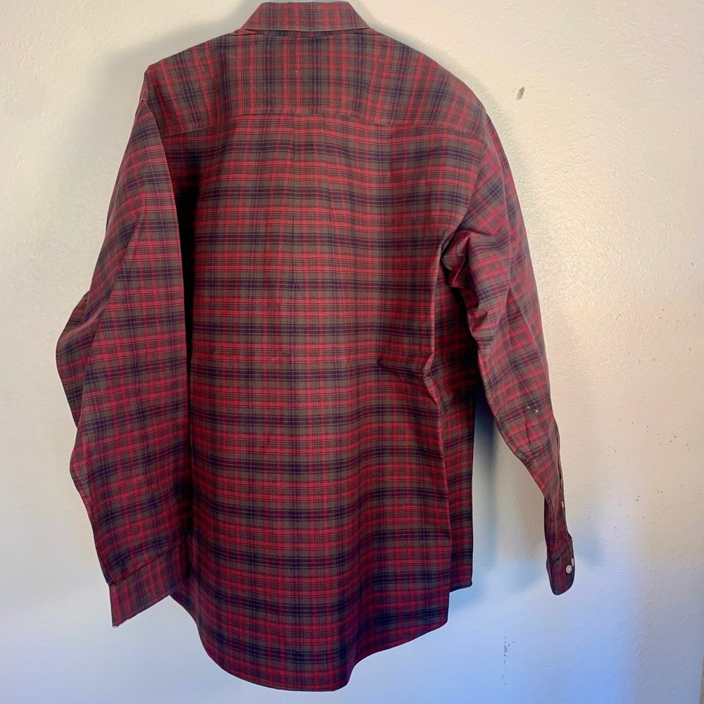 Cinch Western Shirt Mens XL Meas. Red Plaid Long Sleeve Button Down Cotton Tag L - Picture 9 of 16